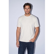 O Yaka Fırçalı 2 İplik T-shirt Jsco Taş