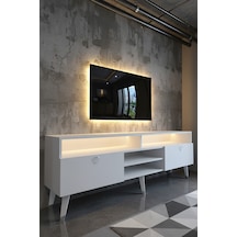 Resital Ledli Tv Sehpası - Led Işıklı - Silver Beyaz - Sl9030-1