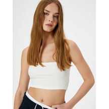 Koton Crop Straplez Üst Ribanalı Pamuklu Ekru 4sal30333ık Ekru