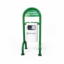 Sabitlenebilir Park Ve Bahçe Çöp Kutusu P&b-608 Dayanıklı Dış Mekan Çöp Kovası Hey Çelik