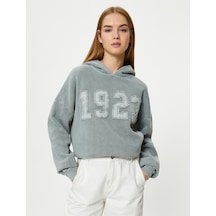 Koton 1923 Aplike Detaylı Kapşonlu Sweatshirt Pamuklu 100. Yıl Özel Gri 4wal10762ık Gri