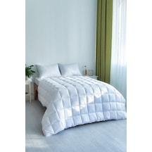 Yorgan Çift Kişilik Microfiber Dolgun Kare Desenli 195 x 215 CM Beyaz