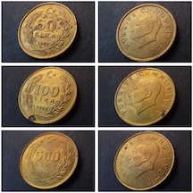 1989 - 1990 Bakır Ve Çinko 50 Lira , 100 Lira , 500 Lira , 3adet Madeni Para