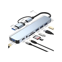 Comse 8 İn 1 Usb Type-c Usb 2.0/3.0 Audio 3.5 Tf Sd Çevirici Hub