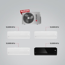 Arçelik 1+4 Multi Sistem 36100 MD Pro Dış Ünite 3 Adet 12 BTU Beyaz + 12 BTU Siyah İç Üniteler Duvar Tipi Klima