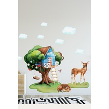 Ceylanlı Ağaç Ev Çocuk Oyun Odası Duvar Sticker Seti