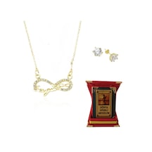 Altın Kaplama Sevgilim Yazılı Kolye Küpe - Plaket Ps0677 Kırmızı