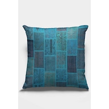 Turkuaz Patchwork Çift Taraflı Yastık Kırlent Kılıfı Krl294n11
