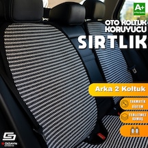 Oto Arka Koltuk Sırt Koruyucu Kılıf Çizgili Füme Beyaz Universal 2 Parça A+ Kalite