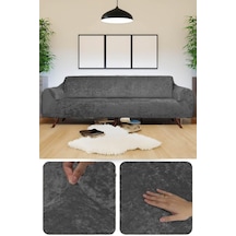 Bibaha Kadife Lastikli 3 Kişilik Koltuk Örtüsü Kanepe Kılıfı Çekyat Örtüsü Kılıfı Antrasit 180 X 230 Çok Renkli