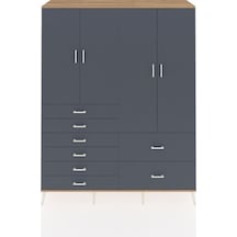 Hyperion Gardrop 7 Raflı 8 Çekmeceli 4 Kapaklı 176x44x221 Çam-antrasit Beyaz