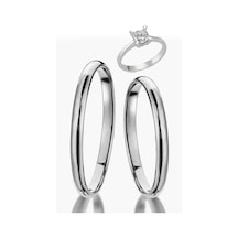 2 Mm Bombeli Süper Ince Gümüş Alyans Çifti Söz Yüzükleri Wr85