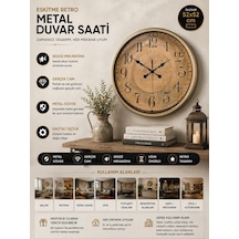 Bronz Nostalji 52 Cm Metal Eskitme Duvar Saati