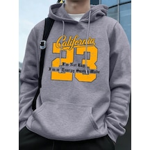 Tarzsokak Kaliforniya 23 Mektup Baskı Hoodie Erkek Kış Polar Sıcak Kazak Koşu Cep Kazak Sportif Gevşek Gri