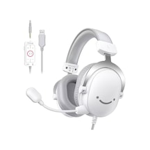 Ampligame H6w Beyaz Mikrofonlu Oyuncu Kulaklığı Usb Bağlantı İle Düşük Gecikme Ve Yüksek Ses Kalitesi