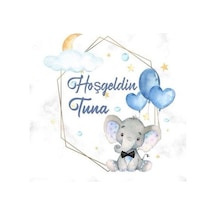 Yenidoğan Çikolata Etiketi Filli 3,5x3,5 Cm 70 Adet Kişiye Özel - Arletikettasarım Beyaz