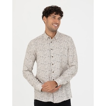 Pierre Cardin Erkek Bej Desenli Gömlek 50276009-vr011 Bej