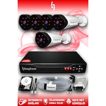 Bayicam 5 Kameralı Uzay 5 Dış Kamera Set 100 GB HDD Full HD Gece Görüşlü Güvenlik Kamerası Sistemi