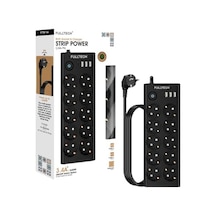 Termal Akım Korumalı, 10'lu Priz Soketi, Isıya Dayanıklı Yapı, 10x Priz, 3x Usb, 1x Type-c Girişi, Çocuk Korumalı Çoğaltıcı, 2 Metre Uzatma Kablosu 16a/3680w
