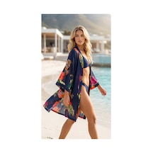 Lila Mare Pamuk Vual Kimono Renkli Renkli