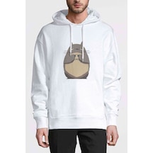 My Neighbor Komşum Totoro Baskılı Beyaz Erkek Örme Kapşonlu Sweat (531038647)