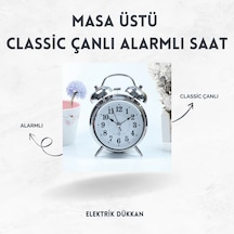 Masa Üstü Classıc Çanlı Alarmlı Gümüş Saat