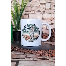 Retro Astronot Baskılı Klasik Uzay Adamı Vintage Bilim Hediye Baskılı Kupa Bardak Beyaz