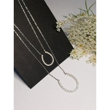 Gümüş Anne Kız Ikili Iyi Şans Kolyesi Trend Kadın Hediye