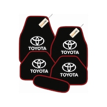 Toyota Logolu Siyah Kırmızı Oto Halı Paspas Seti 5 Parça Araca Özel Şık Ve Dayanıklı Zemin Koruma