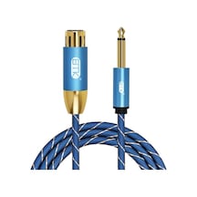 Rogfer Emk Kn603 2pin 6.5mm Canon Line Dengeli Ses Mikrofon Hattı, Kablo Uzunluğu: 0.5m Mavi