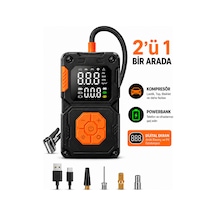 5000 Mah Taşınabilir Hava Pompası Kompresör 2 Ü 1 Arada Powerbank Dijital Ekran 150 Psı Araç Lastik Şişirme Cihazı