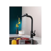 Rena Design Çok Modlu Siyah Mutfak Evye Bataryasi Spiralli Çek Birak Başlik Yağmurlama