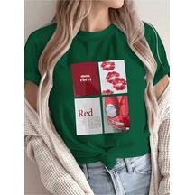 Uyguntarz Unisex Red Mon Cheri Baskılı Tasarım Tshirt Yeşil