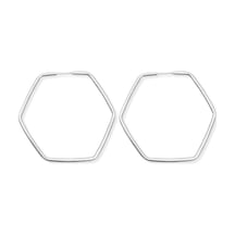 Oya Silver İnce Altıgen Halka Gümüş Küpe 4.5cm