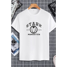Unisex Kadın Erkek Tony Stark Ironman Baskılı Oversize T-shirt Beyaz Mck2283 Beyaz