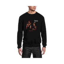 Tupac Best Phone Baskılı Siyah Erkek Örme Sweatshirt