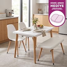 Vilinze Eames Sandalye-bank Avanos Ahşap Mdf Mutfak Masası Takımı - 70x120 Cm Natürel