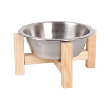 Ahşap Standlı Seramik Dekoratif Kedi Köpek Mama Ve Su Kabı