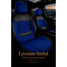 Renault Symbol 2008+ Uyumlu Levante Serisi Bel Destekli Keten Mavi Siyah Koltuk Kılıfı 92140425