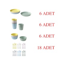 Pratik Dayanıklı Çocuklar İçin Tabak,kase,bardak,çatal,kaşık,bıçak Seti, 36 Parça Çok Renkli - 789360559 Çok Renkli