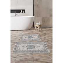 Alanur Trend Kaymaz Taban Dijital Banyo Takımı Kt467 Mavi