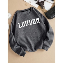 Tarzsokak Londra İngiltere Mektup Tasarım Kadın Kazak Rahat O-boyun Streetwear Çok Renkli Sonbahar Elbi Antrasit