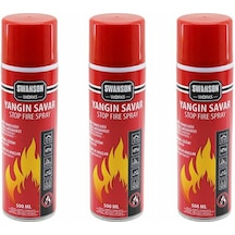 3 Adet Yangın Söndürücü - Yangın Savar Sprey 500ml + 500 Ml + 500