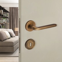 Sese Araç Modeli Yuvarlak Rozetli Oda Kapı Kolu Antik Sarı 200-222r-01-94