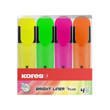 Kores Tm36140 İşaret Kalemlerine 4'lü Set Bright Liner, Sarı/yeşil/turuncu/pembe 124-Pembe