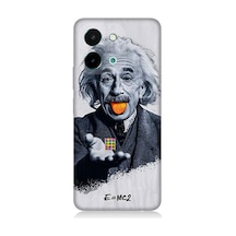 Vivo Y28 Uyumlu Einstein Ve Küp  Desenli Silikon Kılıf