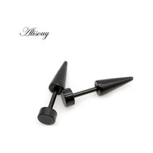 Novahub Siyah Alisouy 2 Adet Unisex Gotik Punk Paslanmaz Çelik Koni Spike Perçinler Dambıl Halter Piercing Erkek Kadın Vida Kulak Damızlık Küpe Siyah Siyah