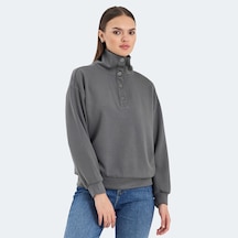 Slazenger VIDAL Oversize Kadın Dik Yaka Oversıze Koyu Gri Sweatshirt
