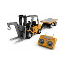 Uzaktan Kumandalı Şarjlı Mini Forklift 1:64 Ölçek Römorklu Oyuncak İş Makinesi Çok Renkli