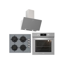 Silverline BO6504S01 - CS5335S01 - 3457 Soho 60 Gri Cam Ankastre Set